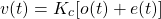 \begin{equation*} v(t) = K_{c}[o(t) + e(t)] \end{equation*}