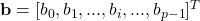 \textbf{\textrm{b}} = [b_0, b_1,..., b_i, ..., b_{p-1}]^T