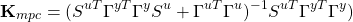 \begin{equation*} \textbf{K}_{mpc} = (S^{uT} \Gamma^{yT} \Gamma^{y} S^{u} + \Gamma^{uT} \Gamma^{u})^{-1} S^{uT} \Gamma^{yT} \Gamma^{y}) \end{equation*}