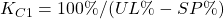 K_{C1}=100\% / (UL\%-SP\%)