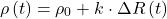 \begin{equation*} \rho\left(t\right)=\rho_0+k\cdot\Delta R\left(t\right) \end{equation*}