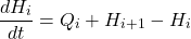 \begin{equation*} \frac{dH_i}{dt} = Q_i + H_{i+1} - H_i \end{equation*}